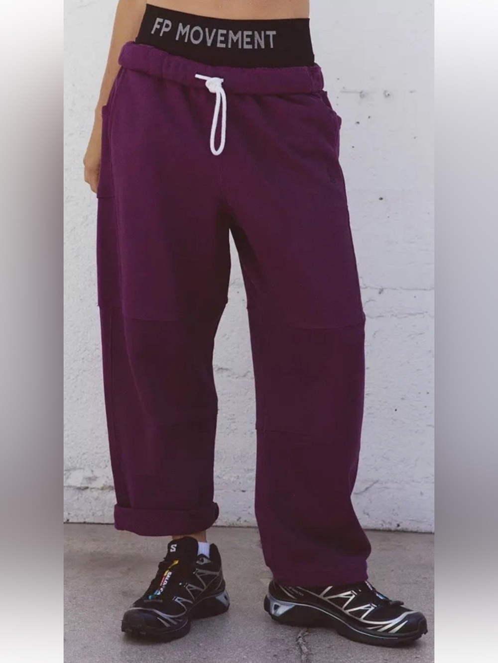 FP Movement Top Score Barrel Pants Medium M Deep Mulberry Purple Free People
